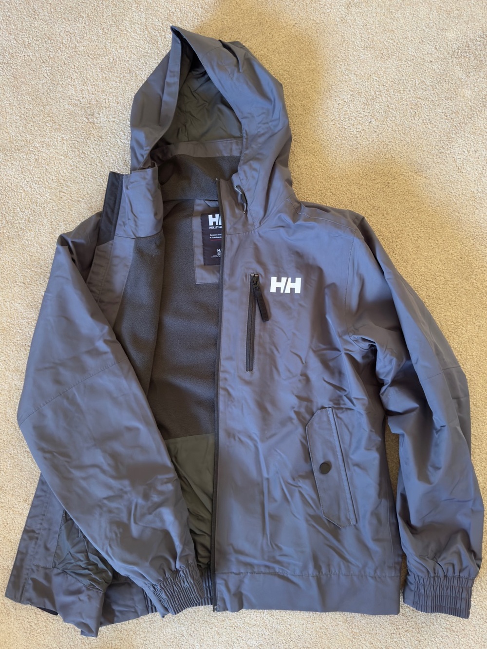 Helly Hansen Gray Hooded Jacket with HH Chest Logo